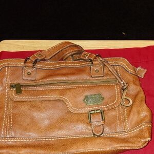 BOC Tan Leather Handbag with Gold Details